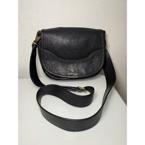 Frye Lucy Leather Saddle Bag Black Crossbody Western Boho Travel Thick Strap